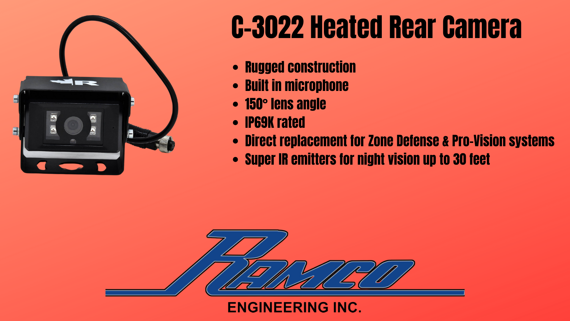 C-3022 Heated Rear Camera – Ramco Engineering, Inc