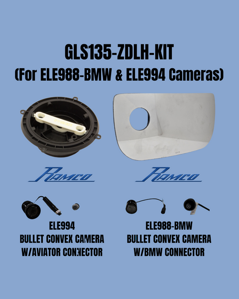 GLS135-ZDLH-KIT Left Side Lower Convex Glass Kit w/Camera Hole For