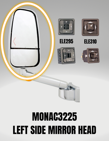 Factory Second Monaco/Holiday Rambler Chrome Left Side 1750 Series Replacement Mirror Head W/LED (MONAC3225)