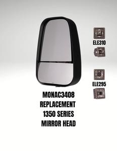 Expedited Monaco/Holiday Rambler Black 1350 Series Replacement Mirror Head (MONAC3408)