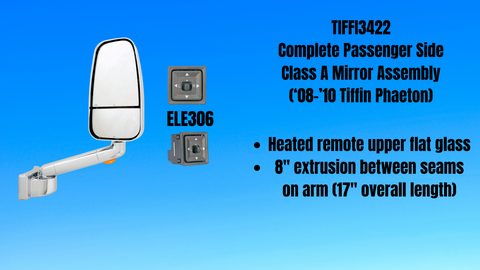 Expedited TIFFI3422 Complete RH Mirror Assembly ('08-'10 Tiffin Phaeton)